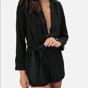 Adika Black Longsleeve Romper Shorts with Belt